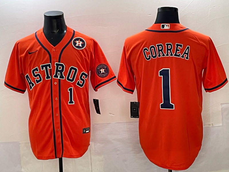 Youth 2025 Houston Astros #1 Correa orange Nike MLB Jersey 0011